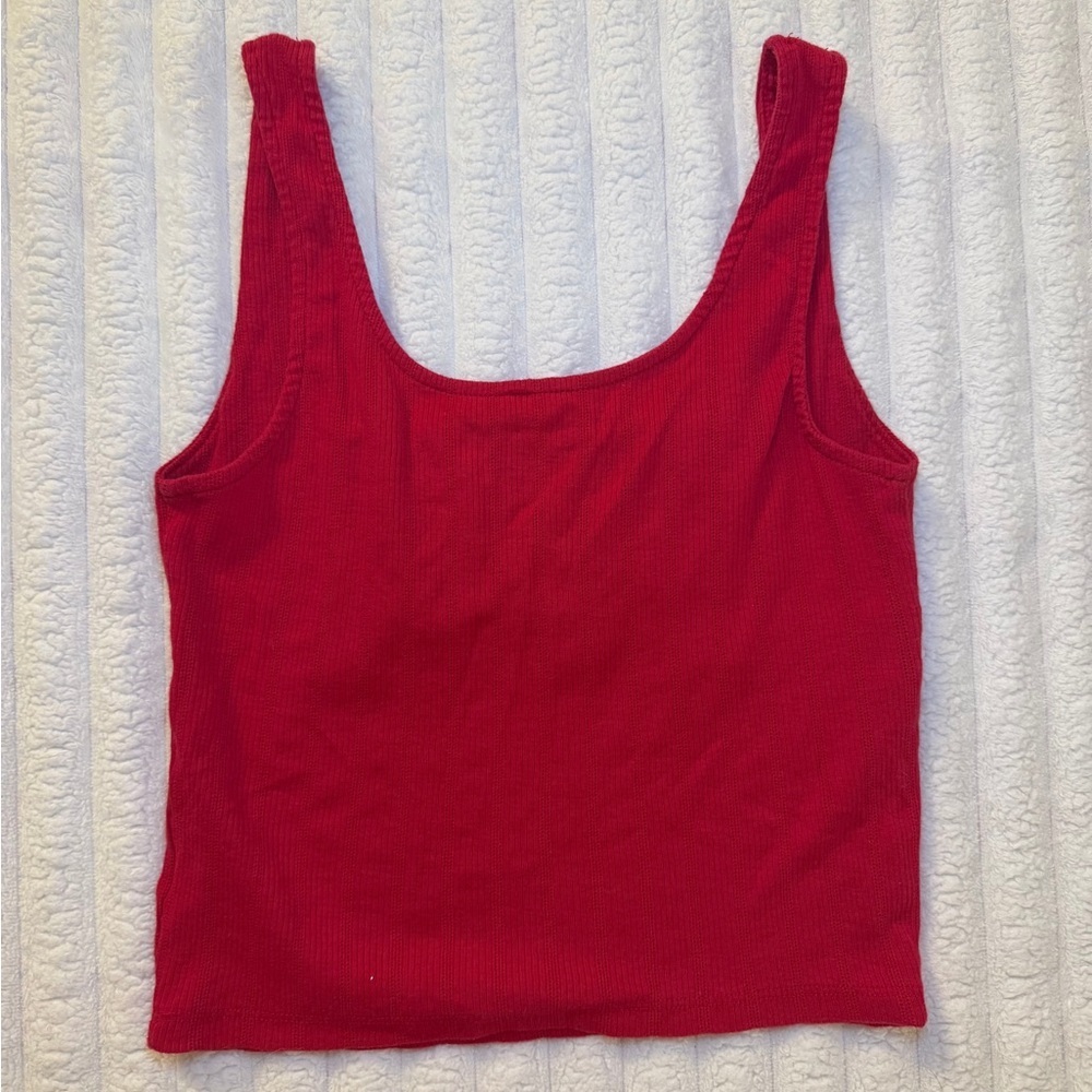 Aeropostale Vibrant Red Top with Floral Accent - Picture 2 of 3